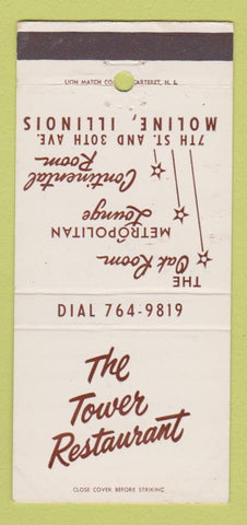 Matchbook Cover - Tower Restaurant Moline IL 30 Strike