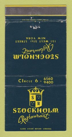 Matchbook Cover - Stockholm Restaurant New York City 30 Strike
