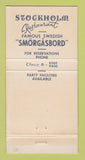 Matchbook Cover - Stockholm Restaurant New York City 30 Strike