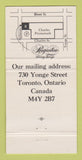 Matchbook Cover - Rugantino Restaurant Toronto ON 30 Strike
