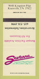 Matchbook Cover - Savanna Restaurant Knoxville TN 30 Strike
