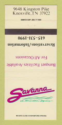 Matchbook Cover - Savanna Restaurant Knoxville TN 30 Strike