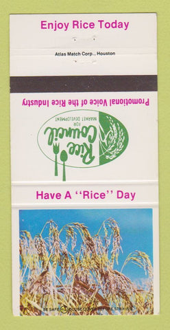Matchbook Cover - Rice Council Houston TX agriculture 30 Strike