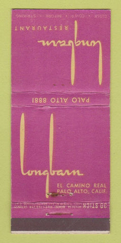 Matchbook Cover - Longbarn Restaurant Palo Alto CA WEAR 30 Stick