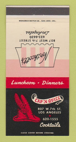 Matchbook Cover - Cap n Quill Los Angeles CA Northcott's  30 Strike