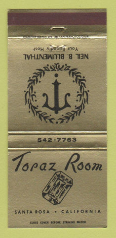 Matchbook Cover - Topaz Room Santa Rosa CA Neil Blumenthal 30 Strike