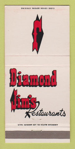 Matchbook Cover - Diamond Jim's Restaurants Hollywood Oakland CA 30 Strike