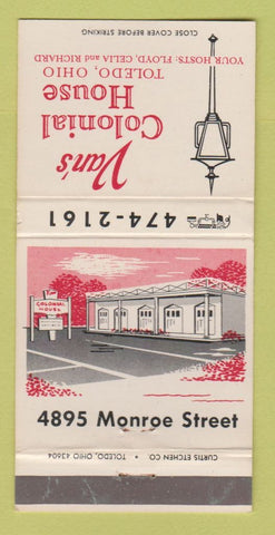 Matchbook Cover - Van's Colonial House Toledo OH 30 Strike