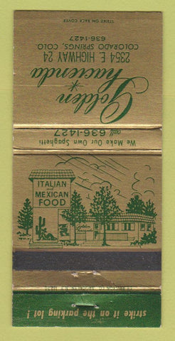 Matchbook Cover - Golden Hacienda Colorado Springs Mexican Food 30 Strike