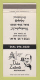Matchbook Cover - Duke Zeibert's Restaurnt Washington DC 30 Strike