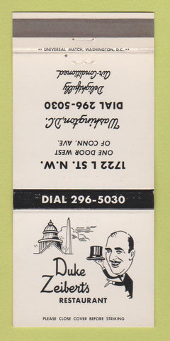 Matchbook Cover - Duke Zeibert's Restaurnt Washington DC 30 Strike