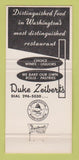 Matchbook Cover - Duke Zeibert's Restaurnt Washington DC 30 Strike