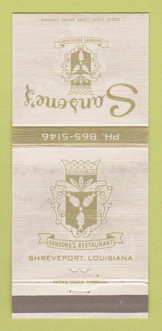 Matchbook Cover - Sansone's Restaurant Shreveport LA WEAR 30 Strike