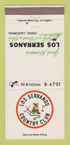 Matchbook Cover - Los Serranos Country Club Chino CA 30 Strike