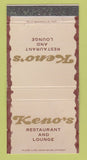 Matchbook Cover - Keno's Restaurant Tustin CA 30 Strike