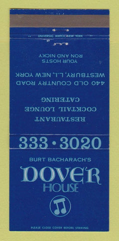 Matchbook Cover - Dover House Burt Bacharach Westbury LI NY 30 Strike