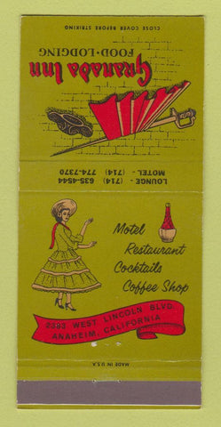 Matchbook Cover - Granada Inn Restaurant Anaheim CA girlie 30 Strike