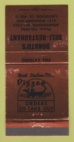 Matchbook Cover - Donato's Deli Restaurant Pizza Lakewood CA 30 Strike