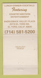 Matchbook Cover - Way Station Restaurant El Toro CA 30 Strike