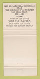 Matchbook Cover - The Bellows San Jose CA restaurant 30 Strike