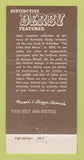 Matchbook Cover - Derby Restaurants Orange County CA 30 Strike