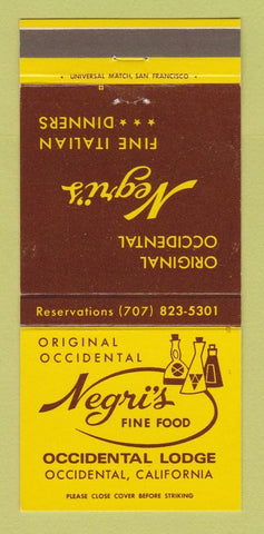 Matchbook Cover - Negri's Fine Food Occidental Lodge CA 30 Strike