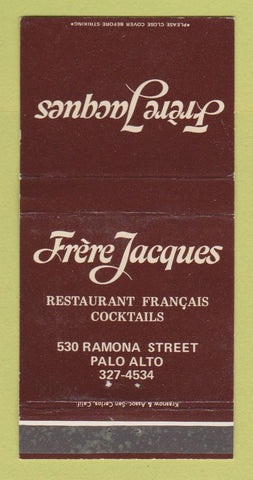 Matchbook Cover - Frere Jacques Restaurant Palo Alto CA 30 Strike