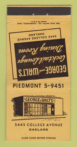 Matchbook Cover - Geoge & Walt's Cocktail Lounge Oakland CA 30 Strike