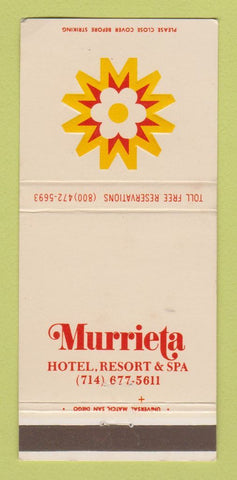 Matchbook Cover - Murrieta Hotel Resort Hot Springs CA WEAR 30 Strike
