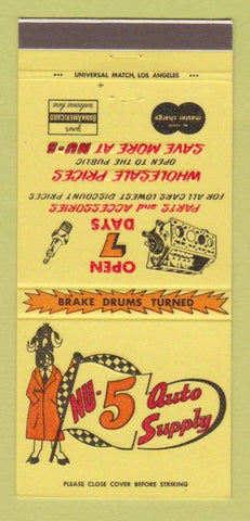 Matchbook Cover - Nu 5 Auto Parts  Downey Southgate CA 30 Strike