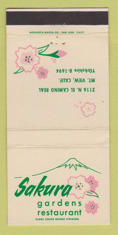 Matchbook Cover - Sakura Japanese Restaurant Mountain View CA 30 Strike