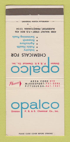 Matchbook Cover - Opalco Chemical McKeesport PA 30 Strike