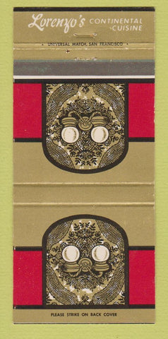 Matchbook Cover - Lorenzo's Restaurant Santa Clara CA 30 Strike