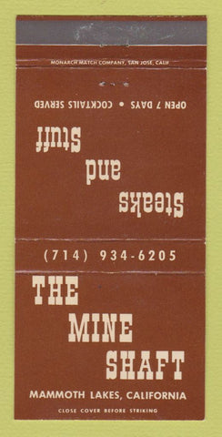 Matchbook Cover - Mine Shaft Restaurant Mammoth Lakes CA 30 Strike