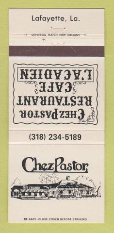 Matchbook Cover - Chez Pastor Restaurant Lafayette LA 30 Strike