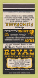 Matchbook Cover - Royal Restaurant Boise ID WEAR 30 Strike