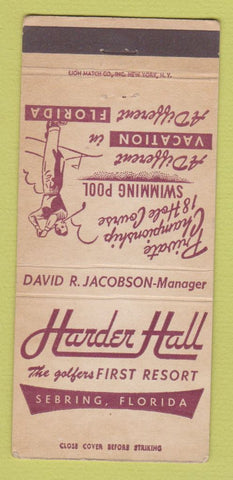 Matchbook Cover - Harden Hall Resort Sebring FL golf 30 Strike