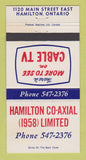 Matchbook Cover - Hamilton Co Axial Cable Hamilton ON 30 Strike