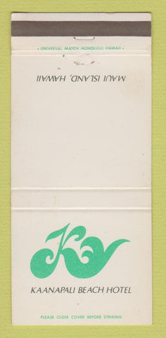 Matchbook Cover - Kaanapali Beach Hotel Maui Hawaii 30 Strike