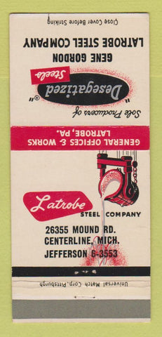 Matchbook Cover - Latrobe Steel Company Gene Gordon Centerline MI 30 Strike