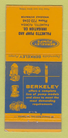 Matchbook Cover - Berkeley Pumps Palmetto Irrigation Palmetto FL 30 Strike