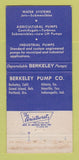 Matchbook Cover - Berkeley Pumps Palmetto Irrigation Palmetto FL 30 Strike