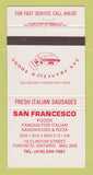 Matchbook Cover - San Francesco Foods Toronto ON 30 Strike