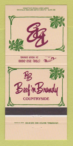 Matchbook Cover - Beef n Brandy Countryside IL 30 Strike