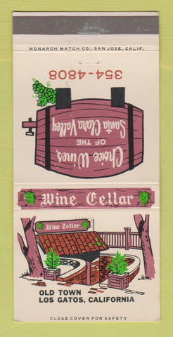Matchbook Cover - Wine Cellar Restaurant Los Gatos CA 30 Strike