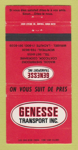 Matchbook Cover - Genesee Transport Trucking Montreal QC Magog WEAR 30 Strike