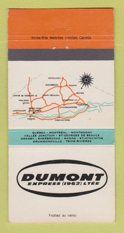 Matchbook Cover - Dumont Express Trucking Quebec Montreal QC WEAR 30 Strike