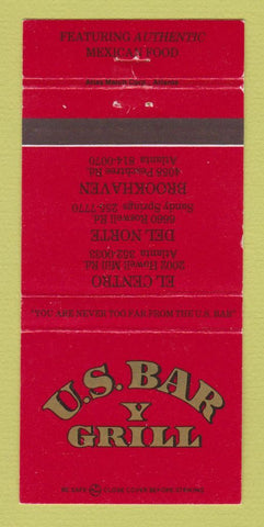 Matchbook Cover - U Sbar Y Grill Atlanta GA Mexican Food 30 Strike