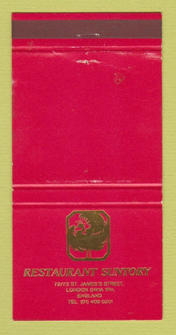 Matchbook Cover - Restaurnt Suntory London UK England 30 Strike
