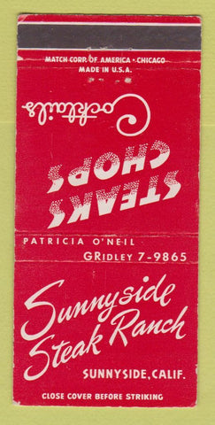 Matchbook Cover - Sunnyside Steak Ranch CA 30 Strike